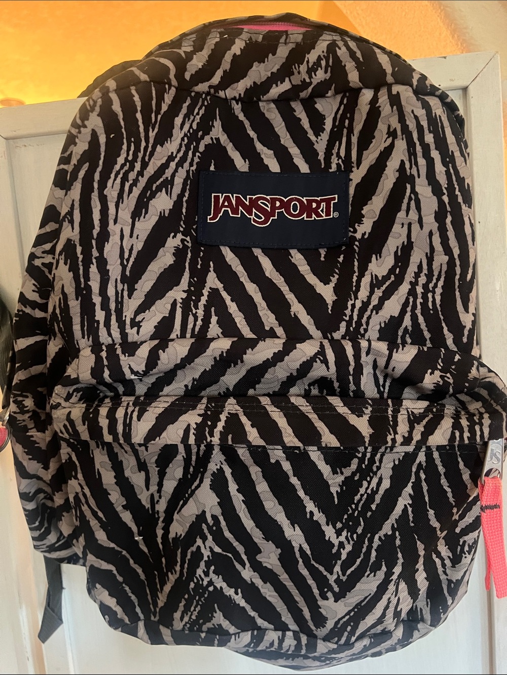 Jansport Black and Light Gray Zebra Print Backpack